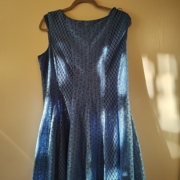 Danny & Nicole blue dress size 18 PLUS SIZE COMFORTABLE UNIQUE FUN PREPPY PARTY - Picture 1 of 6